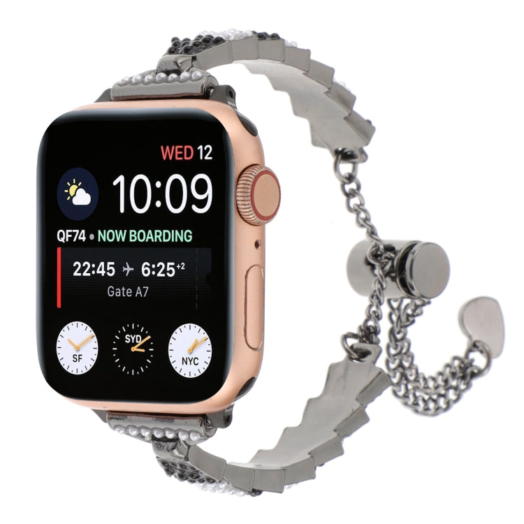 Shell Beads Chain Bracelet Metal Watch Band, For Apple Watch SE 40mm, For Apple Watch SE 44mm, For Apple Watch Series 6 40mm, For Apple Watch Series 6 44mm, For Apple Watch Series 5 44mm, For Apple Watch Series 5 40mm, For Apple Watch Series 4 44mm