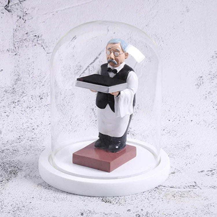 Watch Shelf Support Decorative Ornaments Watch Storage Box Display Stand, Large Old Butler + Black Cover, Small Astronaut + Black Cover, Large Astronaut + Black Cover, Small Old Butler + White Cover, Large Old Butler + White Cover