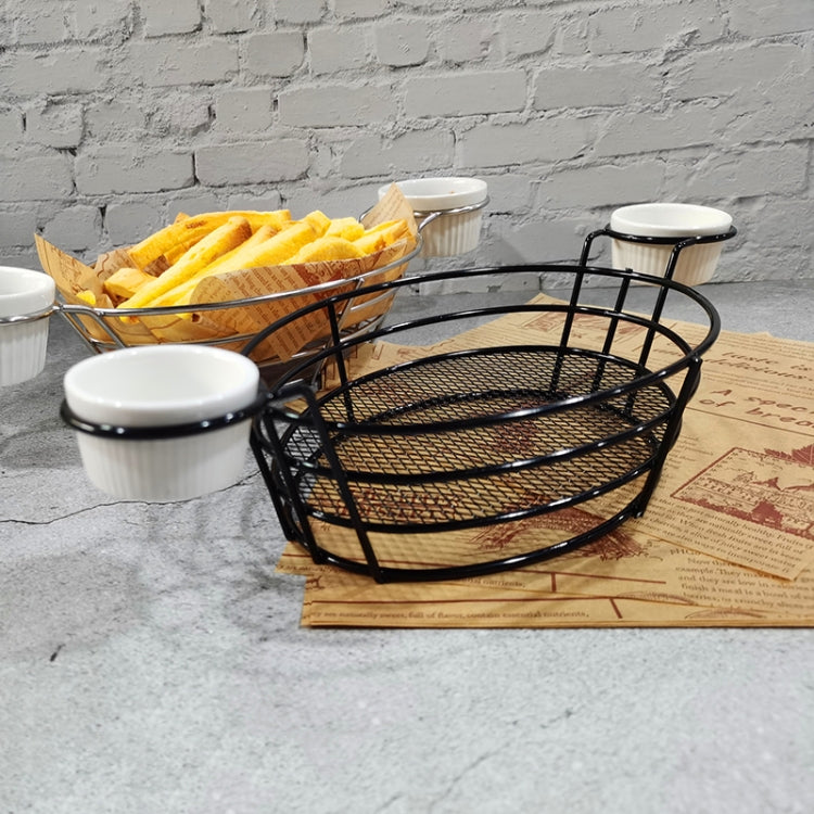 Wrought Iron Fruit Portable Storage Basket Bread French Fries Fried Snacks Portable Basket, Double Cup Egg-shaped, Double Cup Round, Single Cup Boat, Square Short Basket, Rectangular Short Basket, Large Round Wire, Small Round Wire, Large Messy Wire