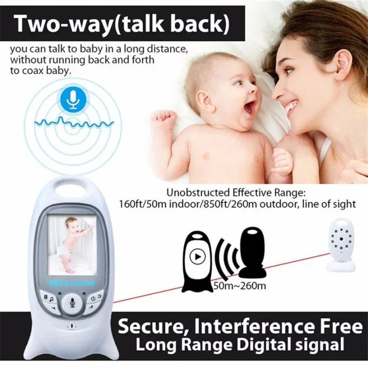 Moniteur bébé portable sans fil VB601 avec écran LCD de 2,0 pouces, compatible communication bidirectionnelle, vision nocturne, VB601