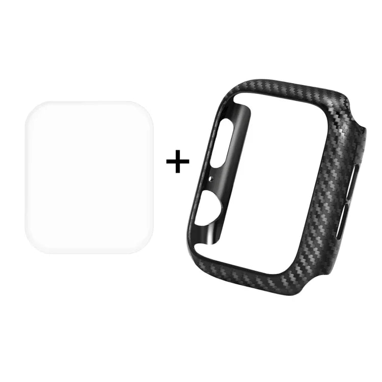 ENKAY Hat-Prince 2 en 1 Coque de protection semi-intégrale en TPU texture fibre de carbone + protecteur d'écran HD incurvé PET 3D pour Apple Watch Series 6 / 5 / 4 / Watch SE 40mm, pour Apple Watch Series 6 / 5 / 4 / Watch SE 40mm