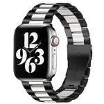Bracelet de montre en acier inoxydable à boucle déployante et 3 billes pour Apple Watch Series 10 42 mm / 9, 8 et 7 41 mm / SE 3, SE 2, 6, SE 5 et 4 40 mm / 3, 2 et 1 38 mm