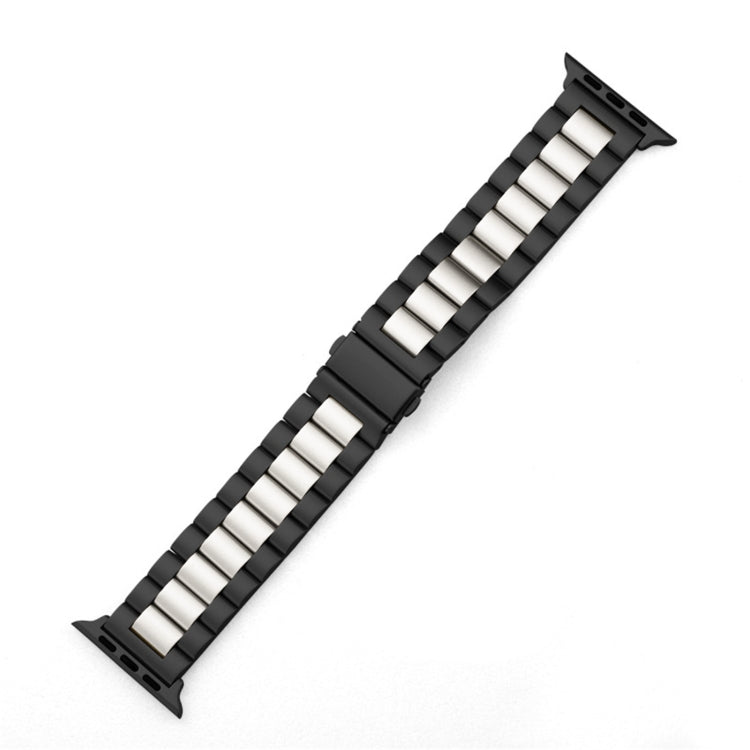 Bracelet de montre en acier inoxydable à boucle déployante et 3 billes pour Apple Watch Series 10 42 mm / 9, 8 et 7 41 mm / SE 3, SE 2, 6, SE 5 et 4 40 mm / 3, 2 et 1 38 mm