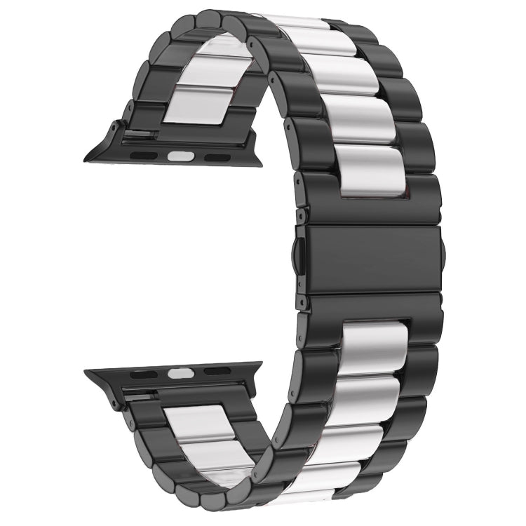 Bracelet de montre en acier inoxydable à boucle déployante et 3 billes pour Apple Watch Series 10 42 mm / 9, 8 et 7 41 mm / SE 3, SE 2, 6, SE 5 et 4 40 mm / 3, 2 et 1 38 mm