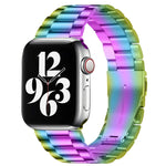 Bracelet de montre en acier inoxydable à boucle déployante et 3 billes pour Apple Watch Series 10 42 mm / 9, 8 et 7 41 mm / SE 3, SE 2, 6, SE 5 et 4 40 mm / 3, 2 et 1 38 mm