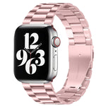 Bracelet de montre en acier inoxydable à boucle déployante et 3 billes pour Apple Watch Series 10 42 mm / 9, 8 et 7 41 mm / SE 3, SE 2, 6, SE 5 et 4 40 mm / 3, 2 et 1 38 mm