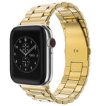 Bracelet de montre en acier inoxydable à boucle déployante et 3 billes pour Apple Watch Series 10 42 mm / 9, 8 et 7 41 mm / SE 3, SE 2, 6, SE 5 et 4 40 mm / 3, 2 et 1 38 mm