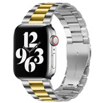 Bracelet de montre en acier inoxydable à boucle déployante et 3 billes pour Apple Watch Series 10 42 mm / 9, 8 et 7 41 mm / SE 3, SE 2, 6, SE 5 et 4 40 mm / 3, 2 et 1 38 mm