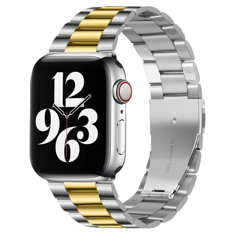 Bracelet de montre en acier inoxydable à boucle déployante et 3 billes pour Apple Watch Series 10 42 mm / 9, 8 et 7 41 mm / SE 3, SE 2, 6, SE 5 et 4 40 mm / 3, 2 et 1 38 mm