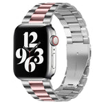 Bracelet de montre en acier inoxydable à boucle déployante et 3 billes pour Apple Watch Series 10 42 mm / 9, 8 et 7 41 mm / SE 3, SE 2, 6, SE 5 et 4 40 mm / 3, 2 et 1 38 mm
