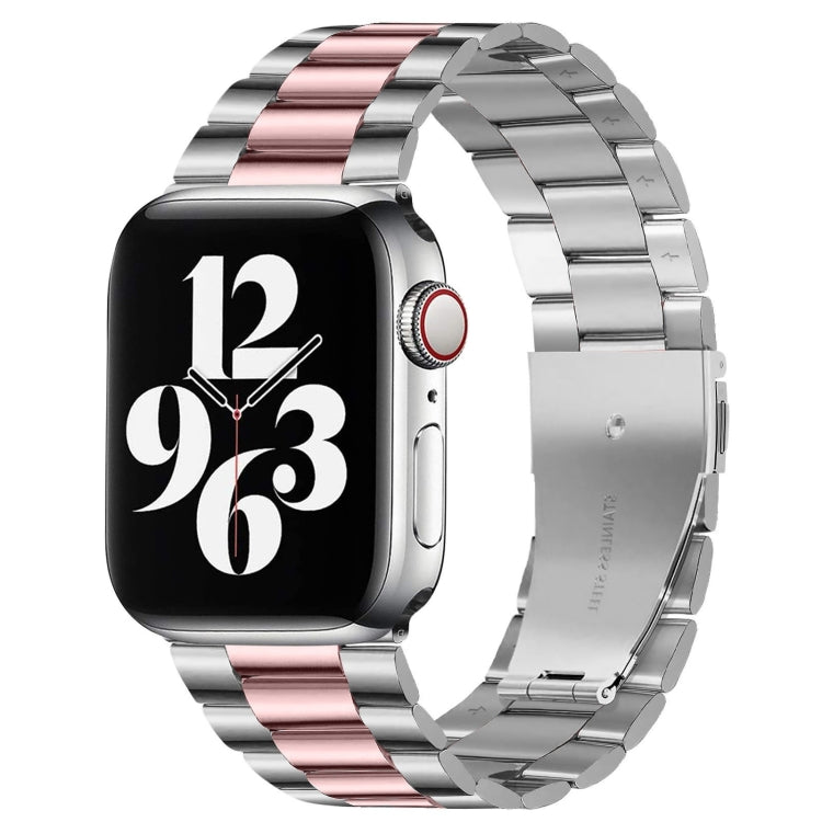 Bracelet de montre en acier inoxydable à boucle déployante et 3 billes pour Apple Watch Series 10 42 mm / 9, 8 et 7 41 mm / SE 3, SE 2, 6, SE 5 et 4 40 mm / 3, 2 et 1 38 mm