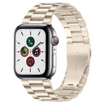 Bracelet de montre en acier inoxydable à boucle déployante et 3 billes pour Apple Watch Series 10 42 mm / 9, 8 et 7 41 mm / SE 3, SE 2, 6, SE 5 et 4 40 mm / 3, 2 et 1 38 mm