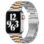 Bracelet de montre en acier inoxydable à boucle déployante et 3 billes pour Apple Watch Series 10 42 mm / 9, 8 et 7 41 mm / SE 3, SE 2, 6, SE 5 et 4 40 mm / 3, 2 et 1 38 mm