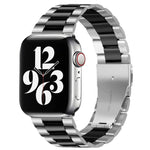Bracelet de montre en acier inoxydable à boucle déployante et 3 billes pour Apple Watch Series 10 42 mm / 9, 8 et 7 41 mm / SE 3, SE 2, 6, SE 5 et 4 40 mm / 3, 2 et 1 38 mm