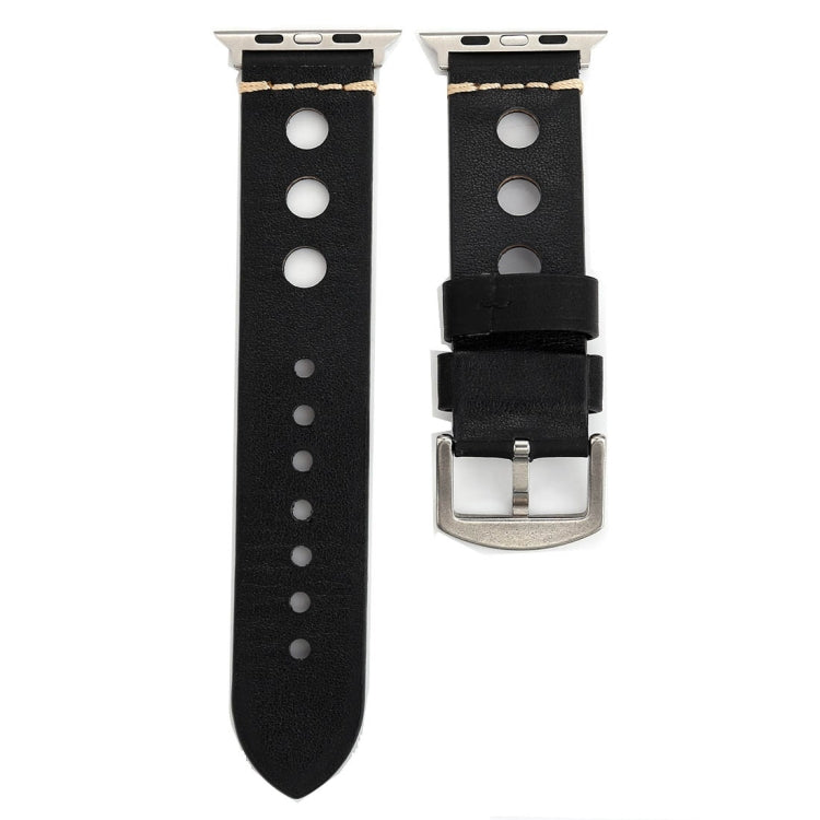 Pour Apple Watch Series 10 42 mm / 9&8&7 41 mm / SE 3&SE 2&6&SE&5&4 40 mm / 3&2&1 38 mm Bracelet de montre en cuir véritable avec trou rétro, Pour 38 mm