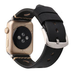 Pour Apple Watch Series 10 42 mm / 9&8&7 41 mm / SE 3&SE 2&6&SE&5&4 40 mm / 3&2&1 38 mm Bracelet de montre en cuir véritable avec trou rétro, Pour 38 mm