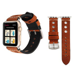 Pour Apple Watch Series 10 42 mm / 9&8&7 41 mm / SE 3&SE 2&6&SE&5&4 40 mm / 3&2&1 38 mm Bracelet de montre en cuir véritable avec trou rétro, Pour 38 mm