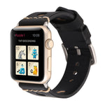 Pour Apple Watch Series 7 45 mm / 6 & SE & 5 & 4 44 mm / 42 mm 3 & 2 & 1 Bracelet de montre rétro en cuir véritable, pour 42 mm