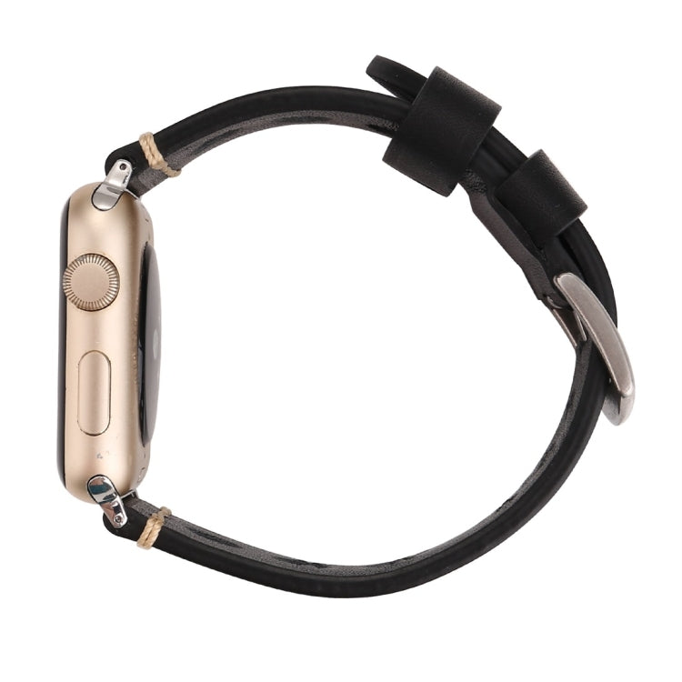 Pour Apple Watch Series 7 45 mm / 6 & SE & 5 & 4 44 mm / 42 mm 3 & 2 & 1 Bracelet de montre rétro en cuir véritable, pour 42 mm