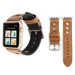 Pour Apple Watch Series 7 45 mm / 6 & SE & 5 & 4 44 mm / 42 mm 3 & 2 & 1 Bracelet de montre rétro en cuir véritable, pour 42 mm