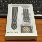 Bracelet en cuir véritable et fibre de carbone + cadre pour Apple Watch Series 4 40mm, Apple Watch Series 4 40mm