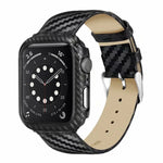 Bracelet et cadre en fibre de carbone en cuir véritable pour Apple Watch Series 3 & 2 & 1 38mm, Apple Watch Series 3 & 2 & 1 38mm