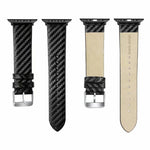 Bracelet et cadre en fibre de carbone en cuir véritable pour Apple Watch Series 3 & 2 & 1 38mm, Apple Watch Series 3 & 2 & 1 38mm