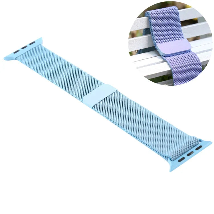 Pour Apple Watch Series 7 41 mm / 6 et SE et 5 et 4 40 mm / 3 et 2 et 1 38 mm Bracelet de montre en nylon magnétique à changement de couleur, 40 mm
