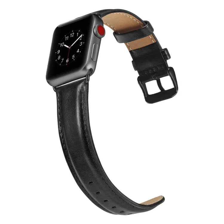Bracelet de montre en cuir noir à boucle pour Apple Watch Series 10 42mm / 9&8&7 41mm / SE 3&SE 2&6&SE&5&4 40mm / 3&2&1 38mm, pour Apple Watch Series 8&7 41mm / SE 2&6&SE&5&4 40mm / 3&2&1 38mm