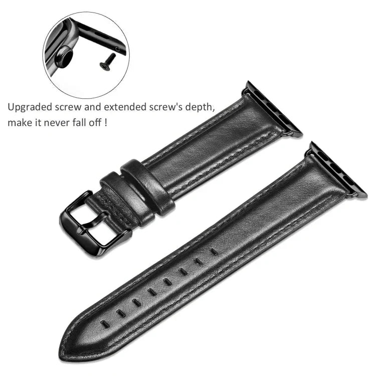 Bracelet de montre en cuir noir à boucle pour Apple Watch Series 10 42mm / 9&8&7 41mm / SE 3&SE 2&6&SE&5&4 40mm / 3&2&1 38mm, pour Apple Watch Series 8&7 41mm / SE 2&6&SE&5&4 40mm / 3&2&1 38mm