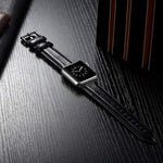 Bracelet de montre en cuir noir à boucle pour Apple Watch Series 10 42mm / 9&8&7 41mm / SE 3&SE 2&6&SE&5&4 40mm / 3&2&1 38mm, pour Apple Watch Series 8&7 41mm / SE 2&6&SE&5&4 40mm / 3&2&1 38mm