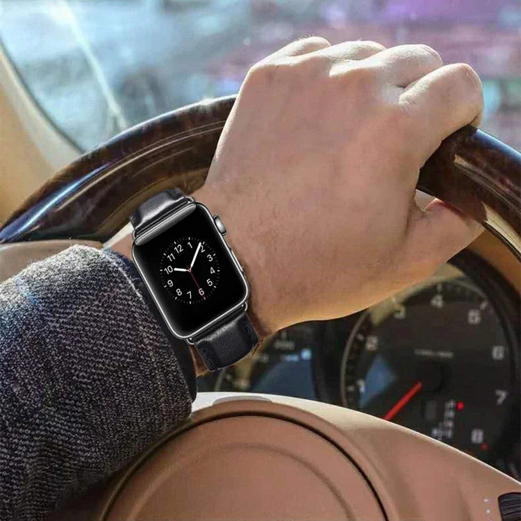 Bracelet de montre en cuir noir à boucle pour Apple Watch Series 10 42mm / 9&8&7 41mm / SE 3&SE 2&6&SE&5&4 40mm / 3&2&1 38mm, pour Apple Watch Series 8&7 41mm / SE 2&6&SE&5&4 40mm / 3&2&1 38mm