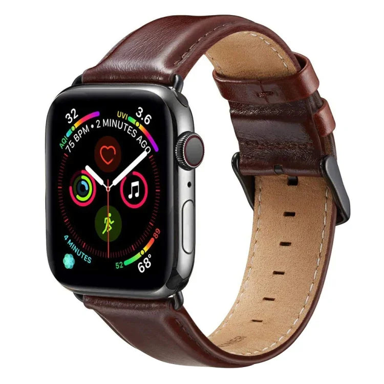 Bracelet de montre en cuir noir à boucle pour Apple Watch Series 10 42mm / 9&8&7 41mm / SE 3&SE 2&6&SE&5&4 40mm / 3&2&1 38mm, pour Apple Watch Series 8&7 41mm / SE 2&6&SE&5&4 40mm / 3&2&1 38mm