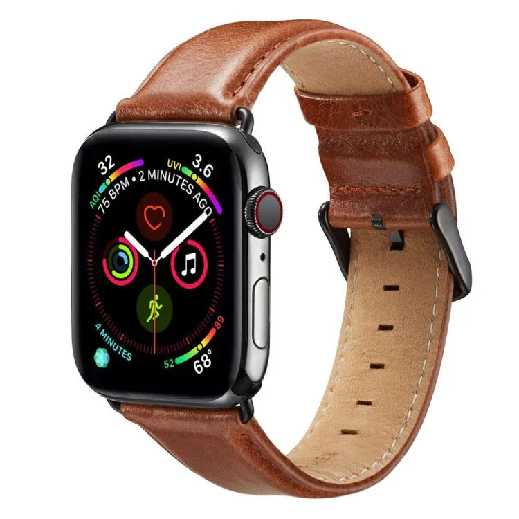Bracelet de montre en cuir noir à boucle pour Apple Watch Series 10 42mm / 9&8&7 41mm / SE 3&SE 2&6&SE&5&4 40mm / 3&2&1 38mm, pour Apple Watch Series 8&7 41mm / SE 2&6&SE&5&4 40mm / 3&2&1 38mm