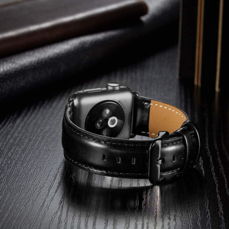 Bracelet de montre en cuir à boucle noire pour Apple Watch Ultra 49mm et Watch Ultra 2 49mm / Series 10 46mm / 9&8&7 45mm / SE 3&SE 2&6&SE&5&4 44mm / 3&2&1 42mm, Pour Apple Watch Ultra 49mm / Series 8&7 45mm / SE 2&6&SE&5&4 44mm / 3&2&1 42mm