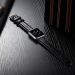 Bracelet de montre en cuir à boucle noire pour Apple Watch Ultra 49mm et Watch Ultra 2 49mm / Series 10 46mm / 9&8&7 45mm / SE 3&SE 2&6&SE&5&4 44mm / 3&2&1 42mm, Pour Apple Watch Ultra 49mm / Series 8&7 45mm / SE 2&6&SE&5&4 44mm / 3&2&1 42mm