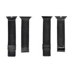 Milanese watch band for Apple Watch in black, featuring adjustable straps suitable for various Apple Watch models.