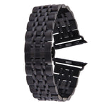 Bracelet de montre en acier inoxydable 7 perles avec boucle papillon cachée pour Apple Watch 42mm (argent et or), 20mm femme
