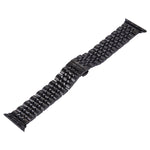 Bracelet de montre en acier inoxydable 7 perles avec boucle papillon cachée pour Apple Watch 42mm (argent et or), 20mm femme