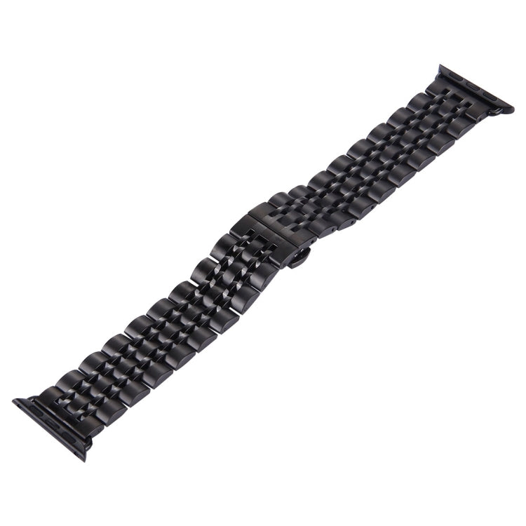 Bracelet de montre en acier inoxydable 7 perles avec boucle papillon cachée pour Apple Watch 42mm (argent et or), 20mm femme