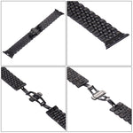 Bracelet de montre en acier inoxydable 7 perles avec boucle papillon cachée pour Apple Watch 42mm (argent et or), 20mm femme