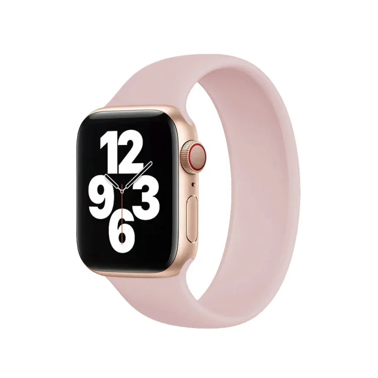 Bracelet de montre en silicone élastique de couleur unie pour Apple Watch Series 10 42 mm / 9, 8 et 7 41 mm / SE 3, SE 2, 6, SE 5 et 4 40 mm / 3, 2 et 1 38 mm, taille M (143 mm).