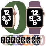 Bracelet de montre en silicone élastique de couleur unie pour Apple Watch Series 10 42 mm / 9, 8 et 7 41 mm / SE 3, SE 2, 6, SE 5 et 4 40 mm / 3, 2 et 1 38 mm, taille M (143 mm).