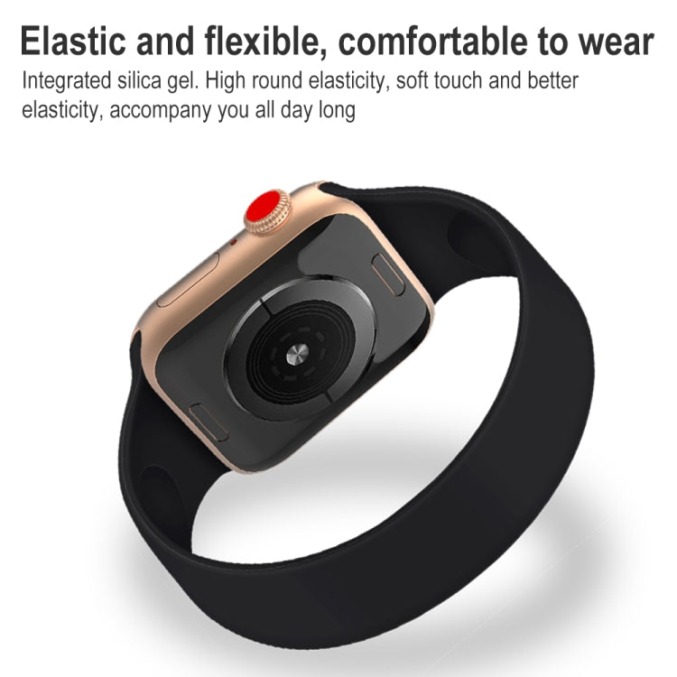 Bracelet de montre en silicone élastique de couleur unie, taille L (156 mm), compatible avec Apple Watch Series 10 42 mm / 9, 8 et 7 41 mm / SE 3, SE 2, 6, SE 5 et 4 40 mm / 3, 2 et 1 38 mm.
