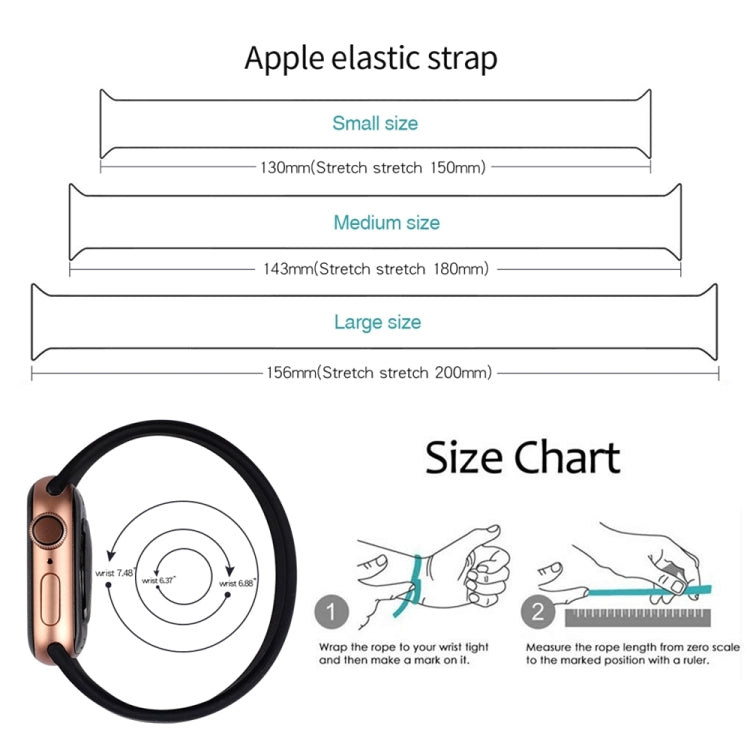 Bracelet de montre en silicone élastique de couleur unie pour Apple Watch Ultra 49 mm et Watch Ultra 2 49 mm / Series 10 46 mm / 9, 8 et 7 45 mm / SE 3, SE 2, 6, SE, 5 et 4 44 mm / 3, 2 et 1 42 mm, taille S (130 mm).