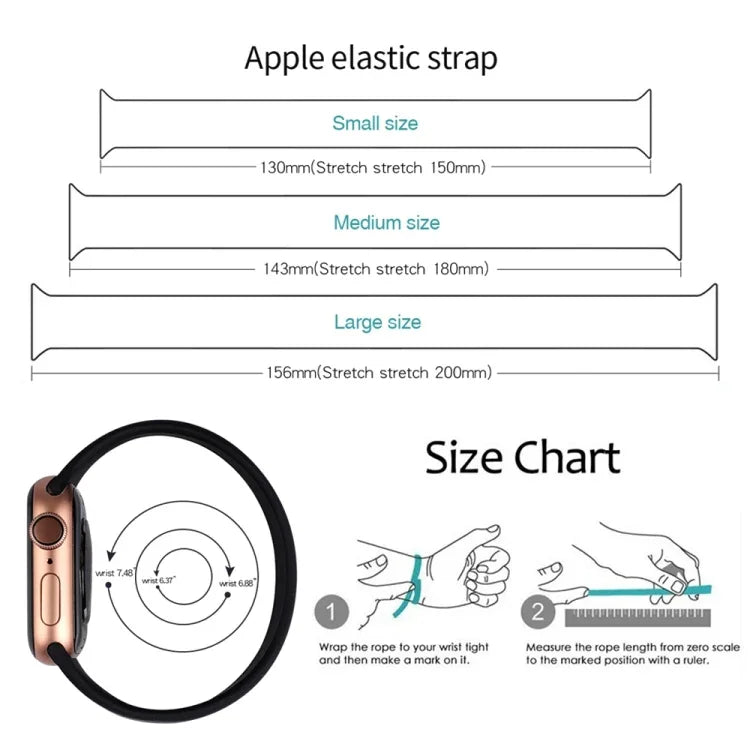 Bracelet de montre en silicone élastique de couleur unie pour Apple Watch Ultra 49 mm et Watch Ultra 2 49 mm / Series 10 46 mm / 9, 8 et 7 45 mm / SE 3, SE 2, 6, SE, 5 et 4 44 mm / 3, 2 et 1 42 mm, taille M (143 mm).