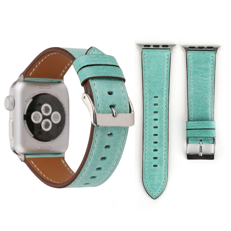 Pour Apple Watch Series 10 42mm / 9&8&7 41mm / SE 3&SE 2&6&SE&5&4 40mm / 3&2&1 38mm Bracelet de montre en cuir véritable style frais, 38mm