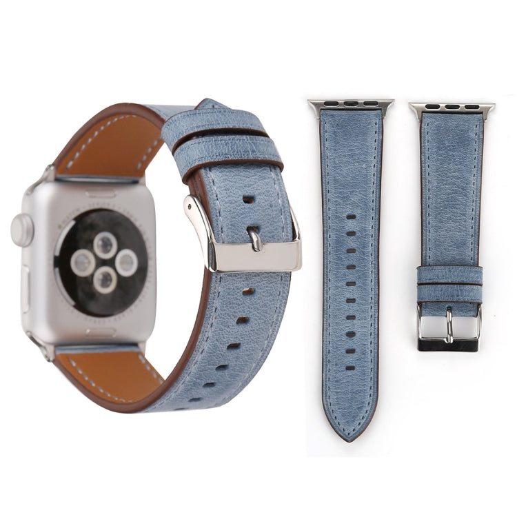Pour Apple Watch Series 10 42mm / 9&8&7 41mm / SE 3&SE 2&6&SE&5&4 40mm / 3&2&1 38mm Bracelet de montre en cuir véritable style frais, 38mm