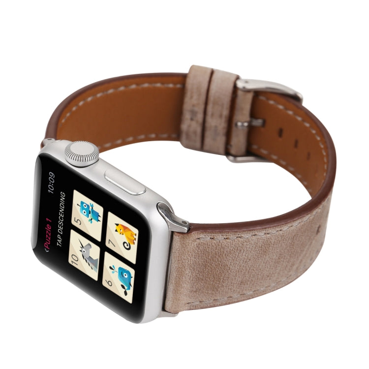 Pour Apple Watch Series 10 42mm / 9&8&7 41mm / SE 3&SE 2&6&SE&5&4 40mm / 3&2&1 38mm Bracelet de montre en cuir véritable style frais, 38mm