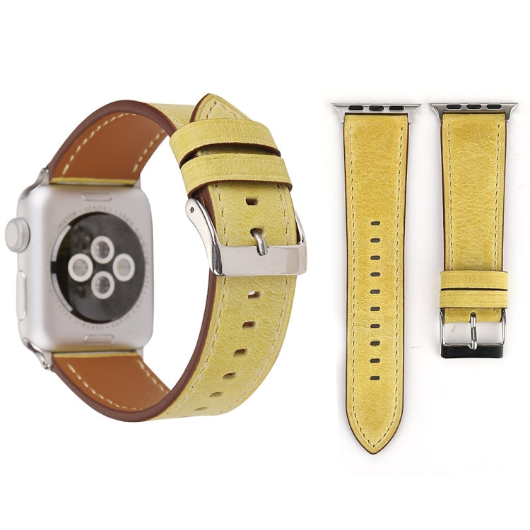 Pour Apple Watch Ultra 49 mm et Watch Ultra 2 49 mm / Series 10 46 mm / 9 et 8 et 7 45 mm / SE 3 et SE 2 et 6 et SE et 5 et 4 44 mm / 3 et 2 et 1 42 mm Bracelet de montre en cuir véritable de style frais, 42 mm